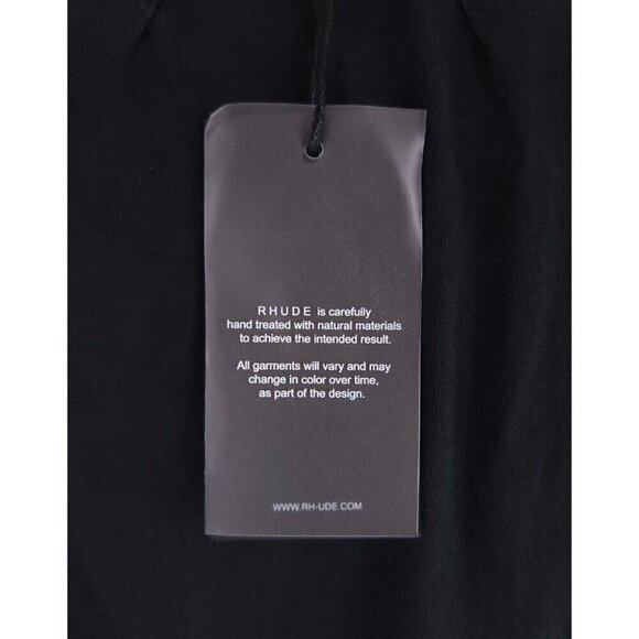 Rhude Logo Embroidered T-Shirt XS Mens Black Cotton Tee - Picture 8 of 11